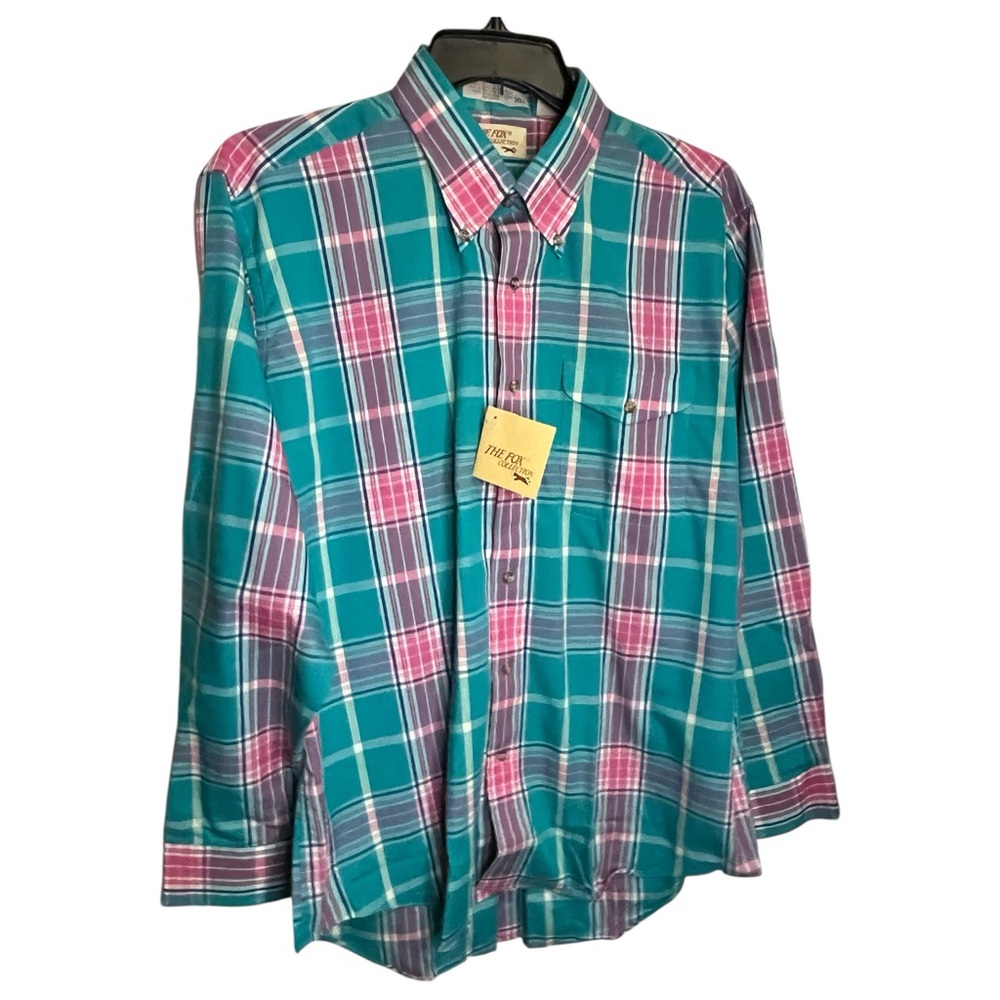 NWT Vtg The Fox Collection Plaid Long Sleeve Button Down XL shirt